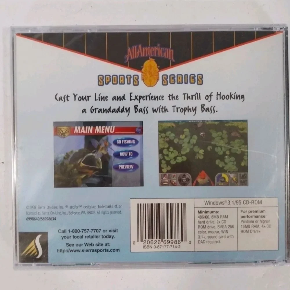 NIB Trophy Bass: All American Sports Series 1999 New Sealed Jewel Case PC Game